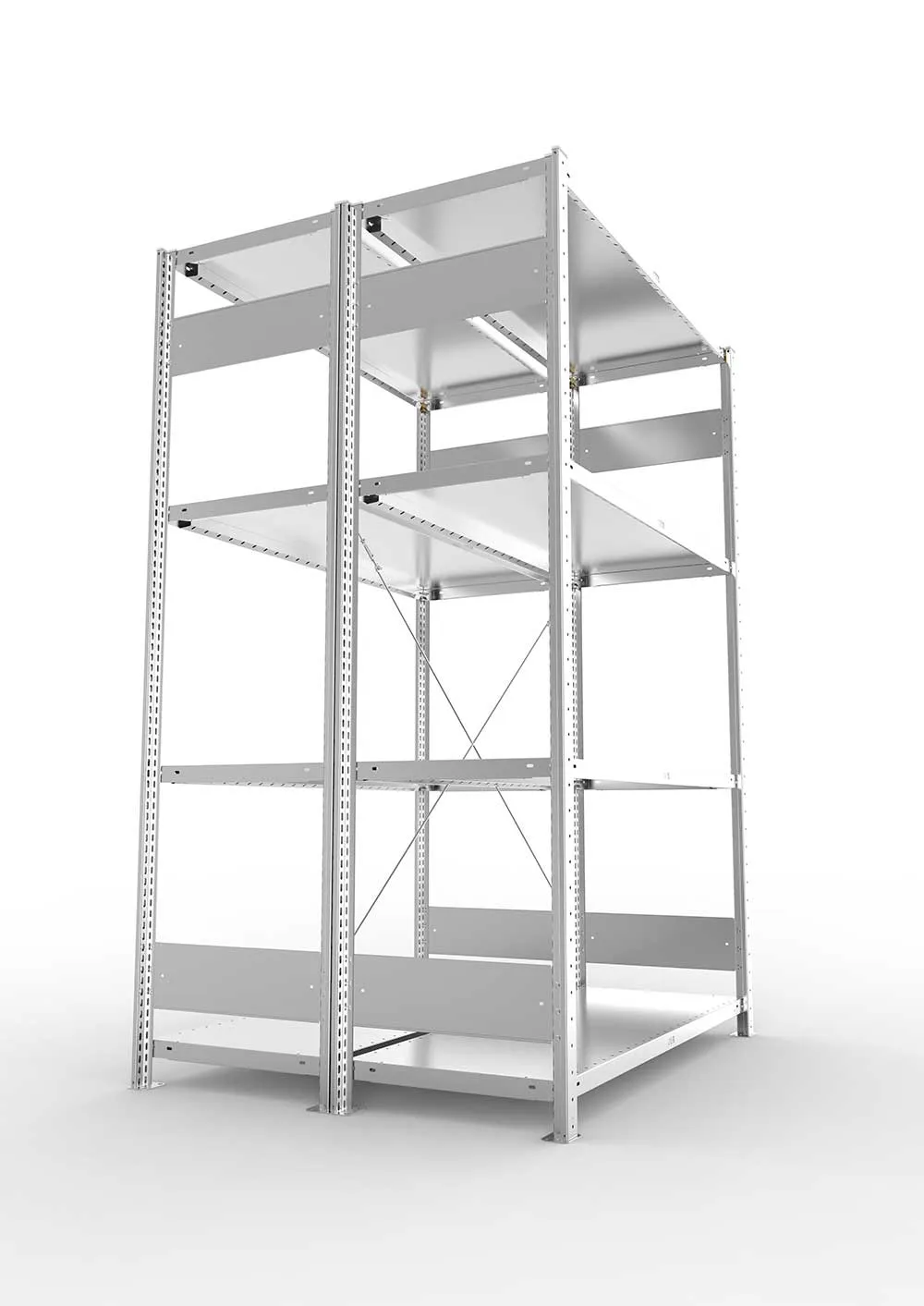 Metallregal Pro-Flex Stecksystem Doppelgrundregal – 200×130×50 cm, 230 kg, verzinkt