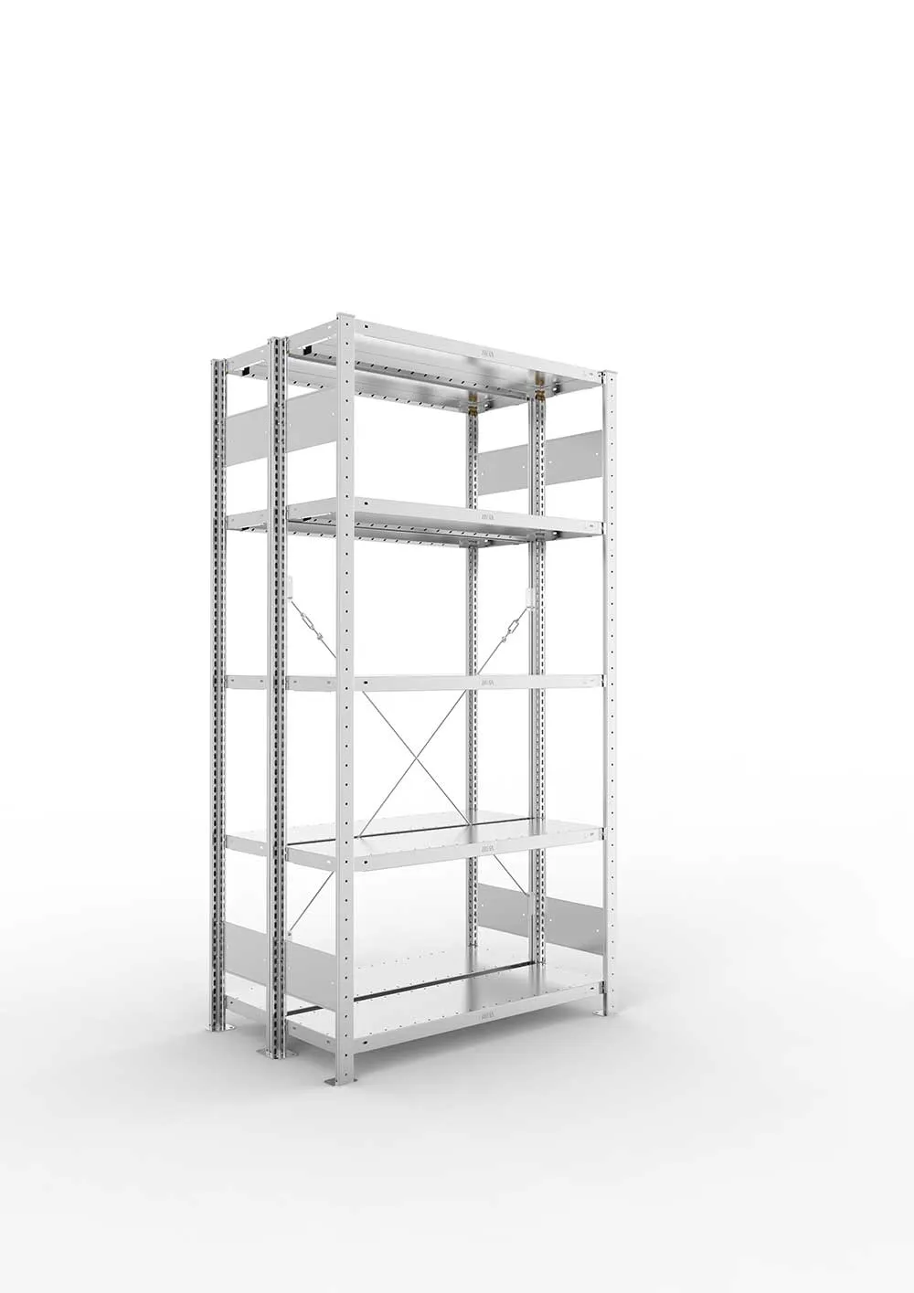 Metallregal Pro-Flex Stecksystem Doppelgrundregal – 200×100×30 cm, 230 kg, verzinkt