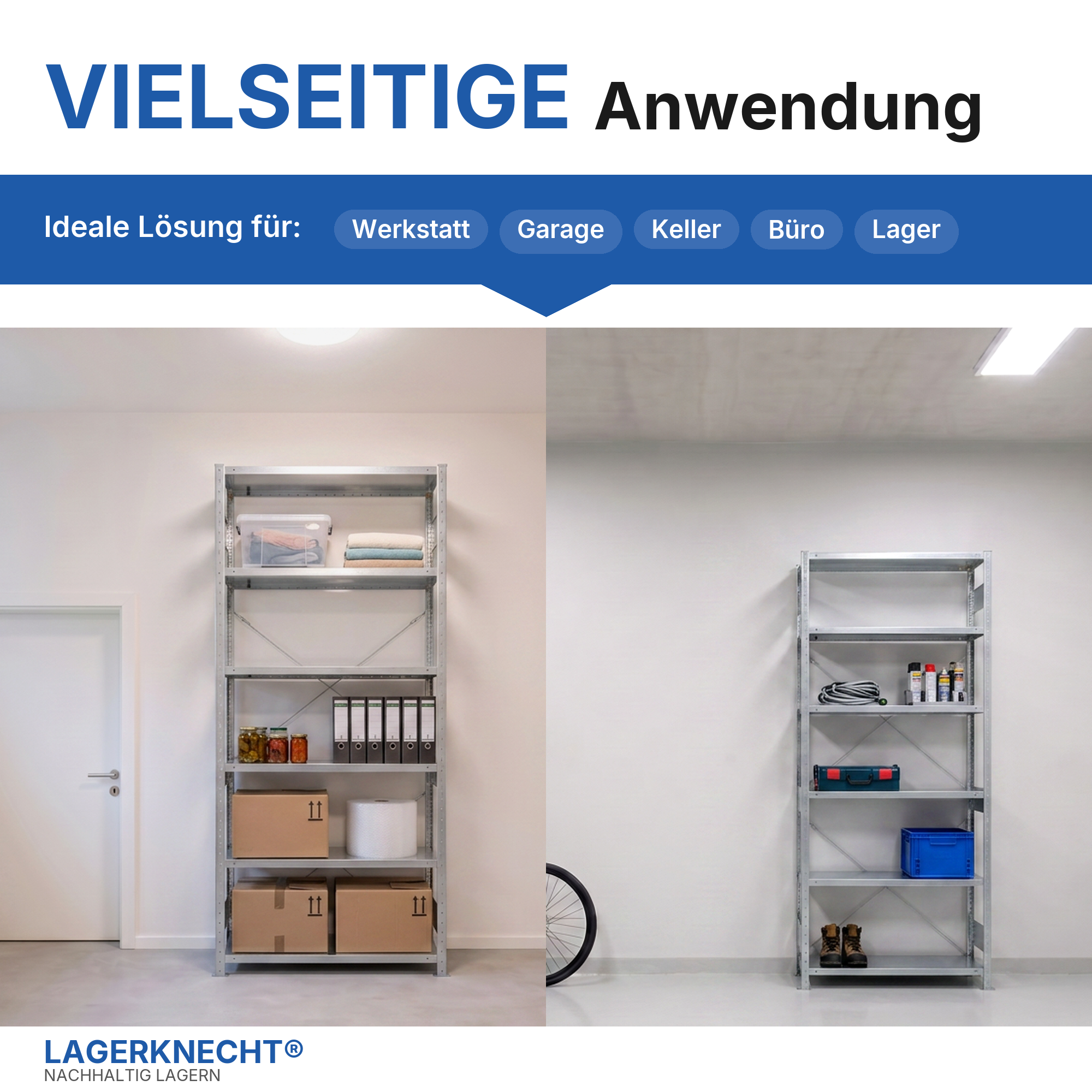 Schwerlastregal Pro-Flex Stecksystem Grundregal – 250×100×40 cm, 230 kg, verzinkt, 6 Böden