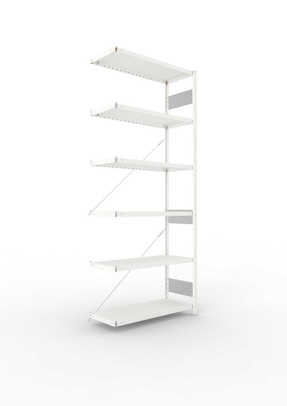 Metallregal Pro-Flex Stecksystem Anbauregal – 250×100×40 cm, 230 kg, RAL 7035, 6 Böden