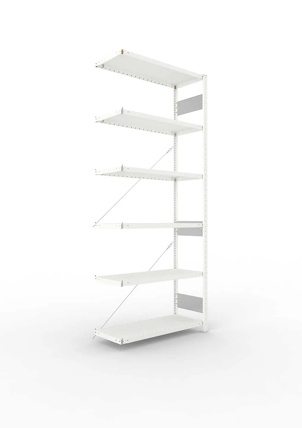 Metallregal Pro-Flex Stecksystem Anbauregal – 250×100×40 cm, 230 kg, RAL 7035, 6 Böden