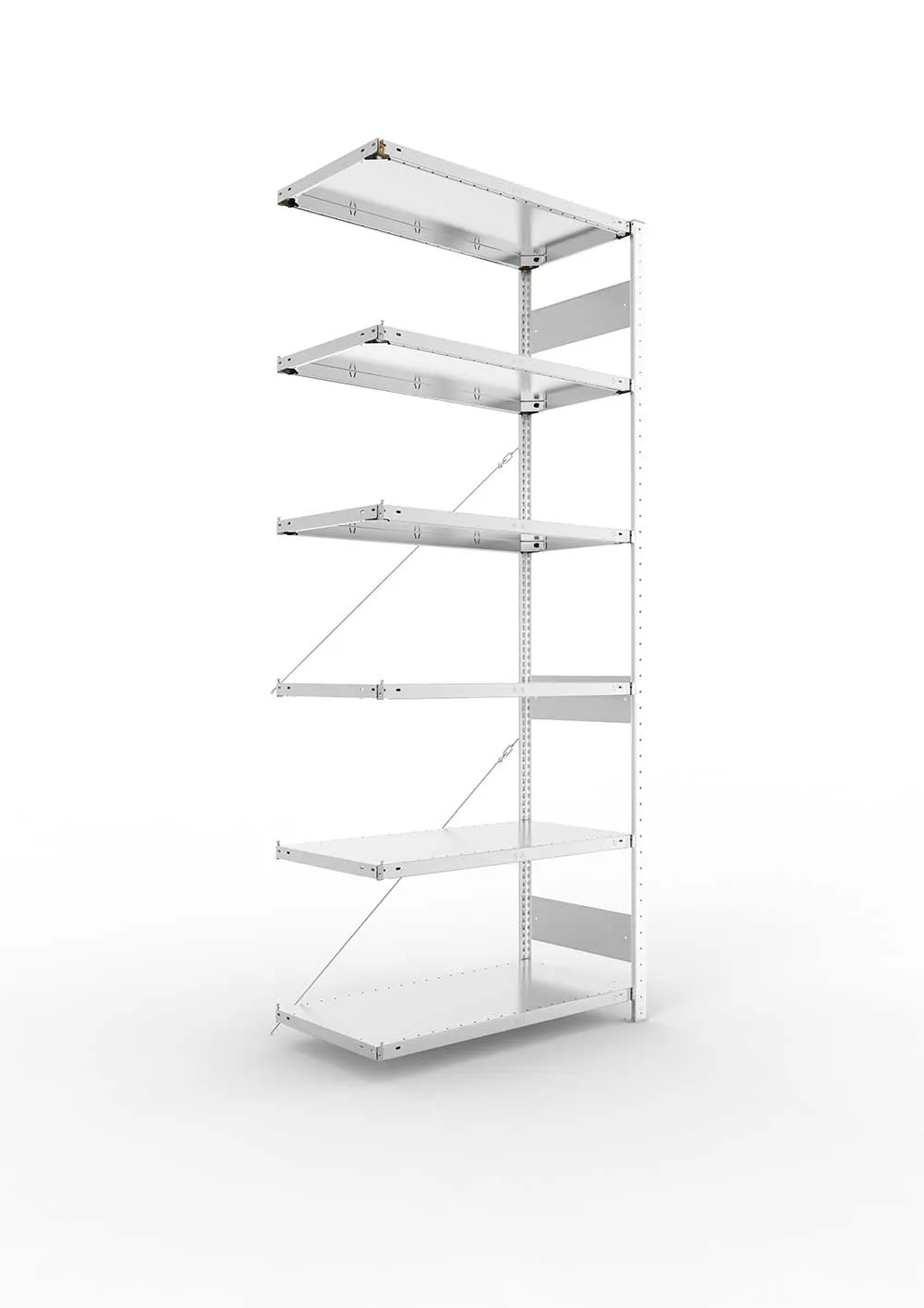 Metallregal Pro-Flex Stecksystem Anbauregal – 250×100×50 cm, 150 kg, verzinkt, 6 Böden