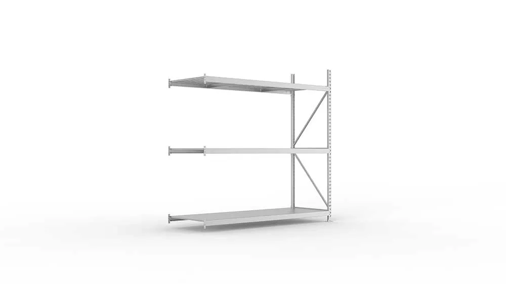 Weitspannregal Anbauregal 220×220×80 cm – Stahlpaneele, verzinkt