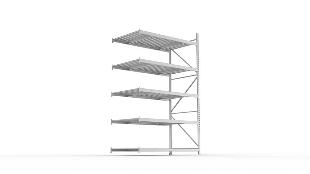 Weitspannregal Anbauregal 300×180×105 cm – Stahlpaneele, verzinkt