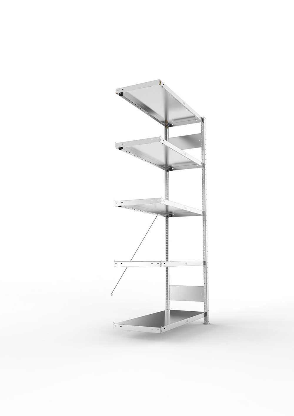 Metallregal Pro-Max Stecksystem Anbauregal – 200×100×40 cm, 230 kg, verzinkt, 5 Böden