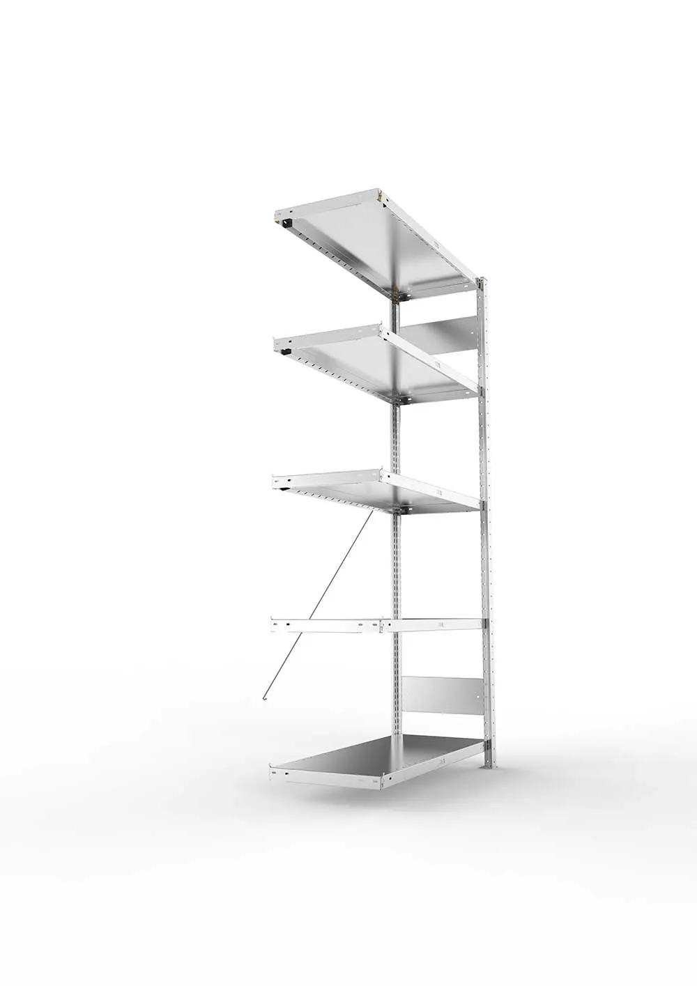 Metallregal Pro-Max Stecksystem Anbauregal – 200×100×40 cm, 230 kg, verzinkt, 5 Böden
