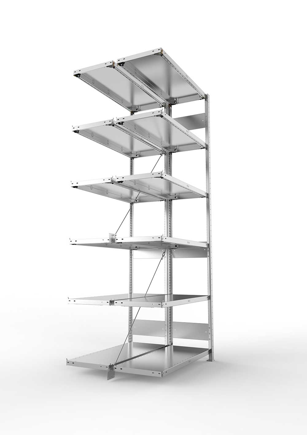 Metallregal Pro-Flex Stecksystem Doppelanbauregal – 250×100×40 cm, 150 kg, verzinkt