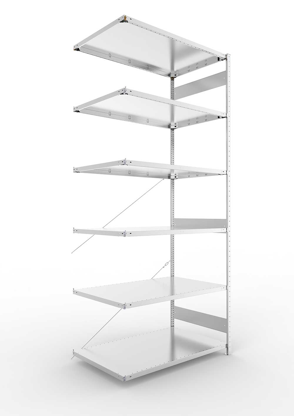 Metallregal Pro-Max Stecksystem Anbauregal – 300×130×80 cm, 230 kg, verzinkt, 6 Böden
