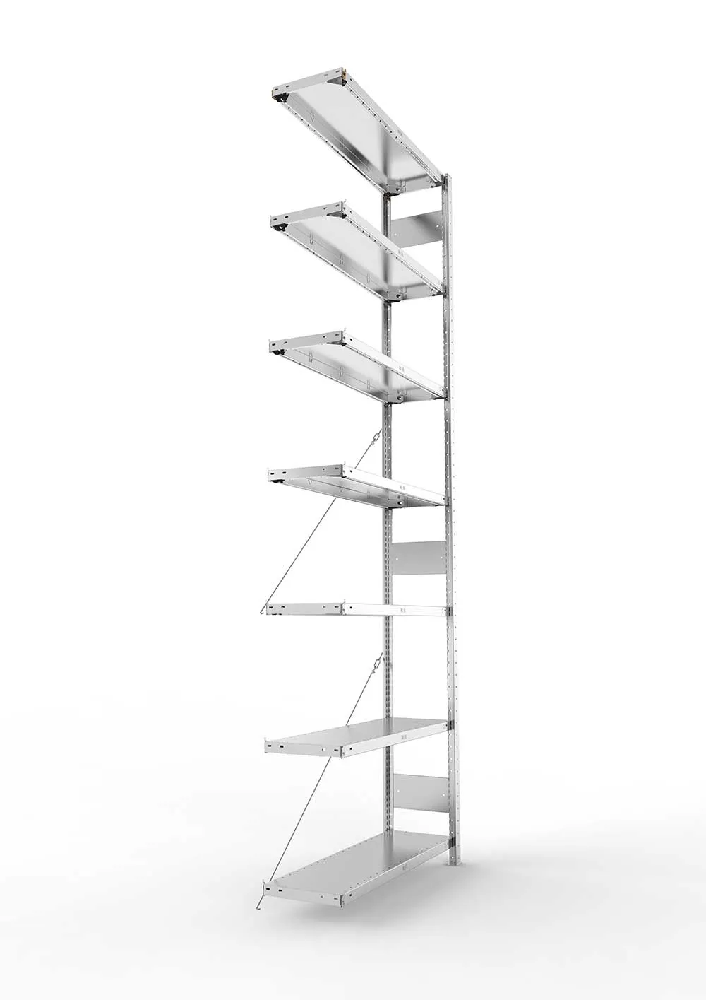 Metallregal Pro-Max Stecksystem Anbauregal – 300×100×30 cm, 150 kg, verzinkt, 7 Böden