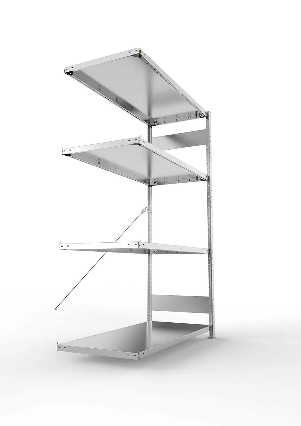 Metallregal Pro-Max Stecksystem Anbauregal – 200×130×60 cm, 230 kg, verzinkt, 4 Böden