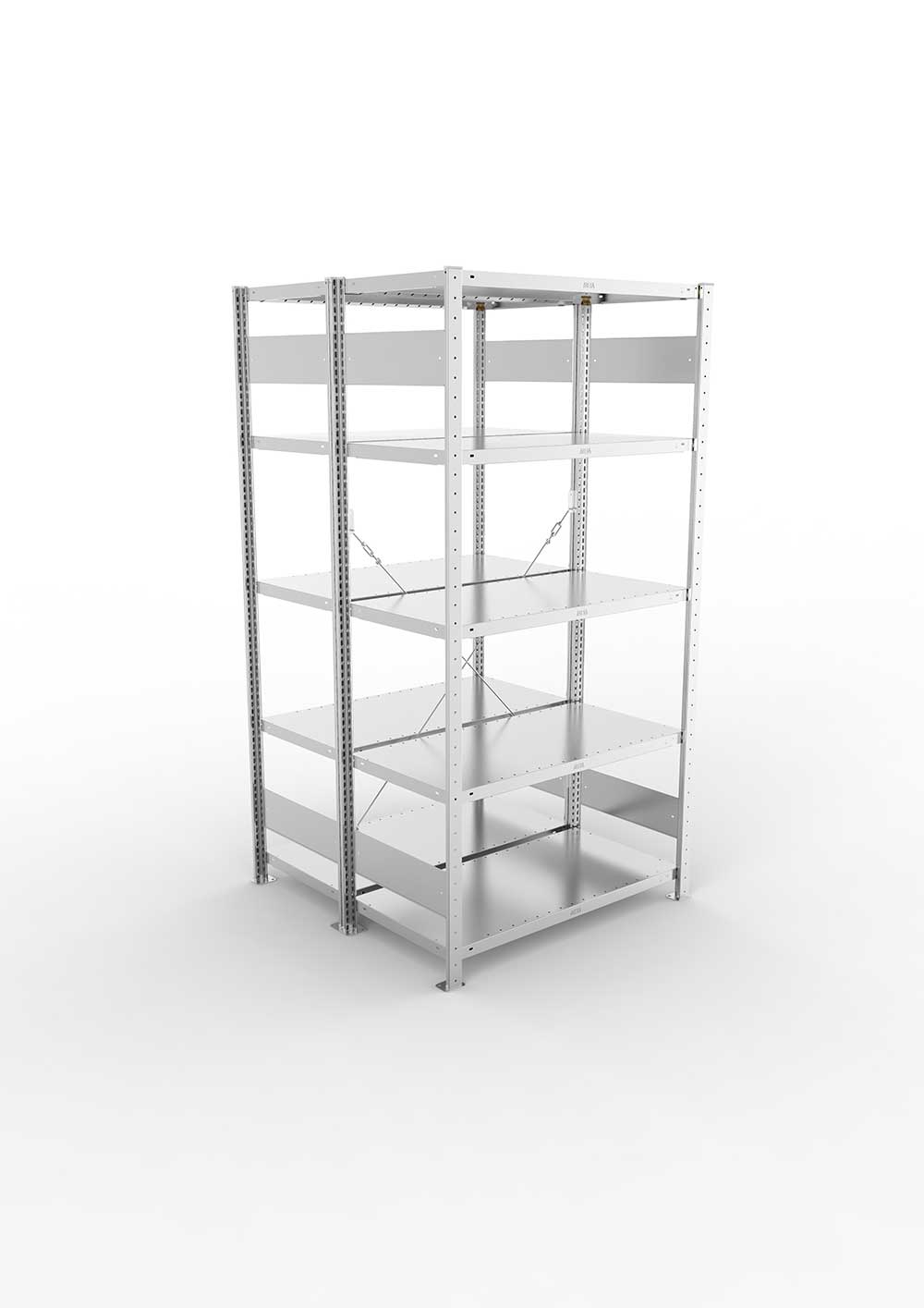 Metallregal Pro-Max Stecksystem Doppelgrundregal – 200×100×50 cm, 230 kg, verzinkt