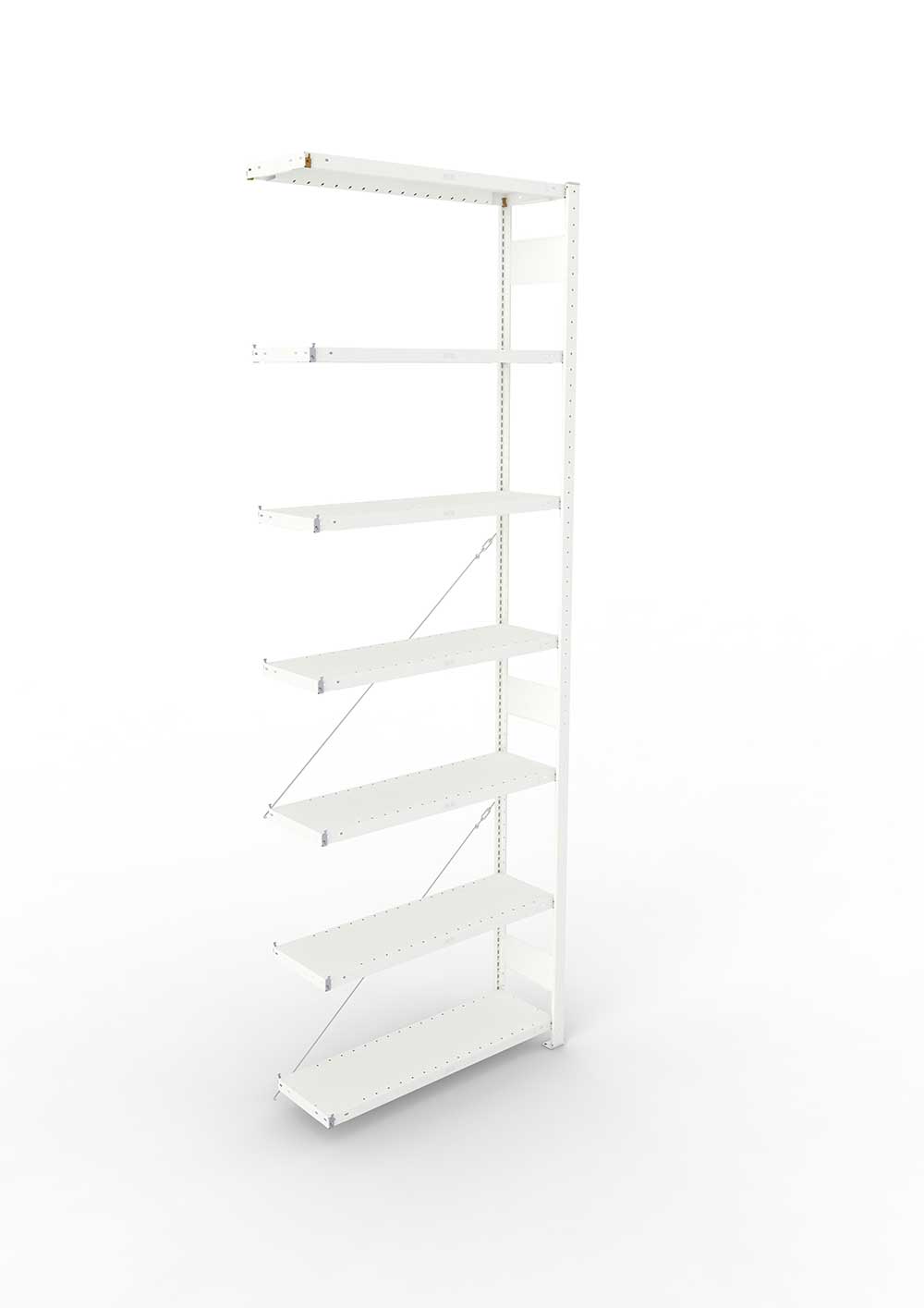 Metallregal Pro-Max Stecksystem Anbauregal – 300×100×30 cm, 230 kg, RAL 7035, 7 Böden