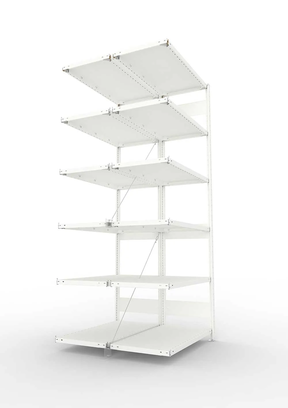 Metallregal Pro-Max Stecksystem Doppelanbauregal – 250×100×50 cm, 150 kg, RAL 7035