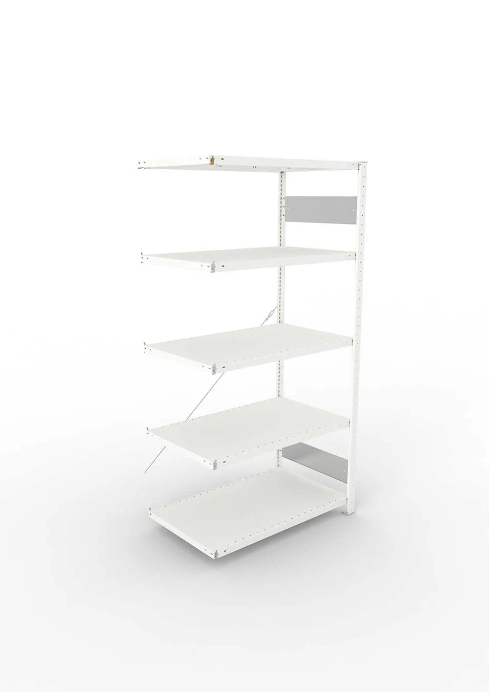 Metallregal Pro-Flex Stecksystem Anbauregal – 200×100×60 cm, 150 kg, RAL 7035, 5 Böden