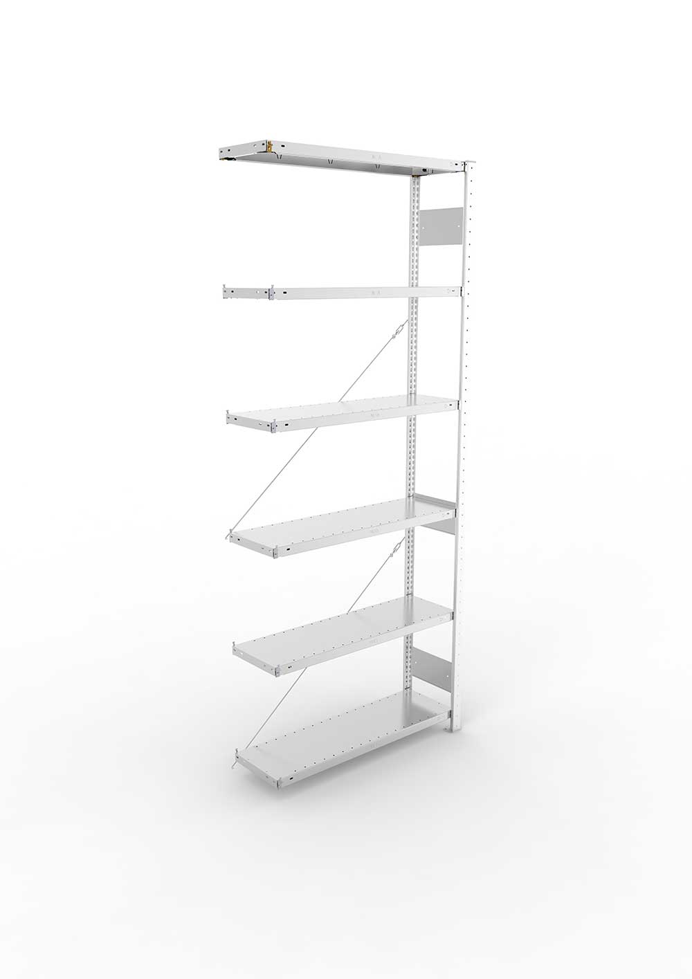 Metallregal Pro-Flex Stecksystem Anbauregal – 250×100×30 cm, 150 kg, verzinkt, 6 Böden