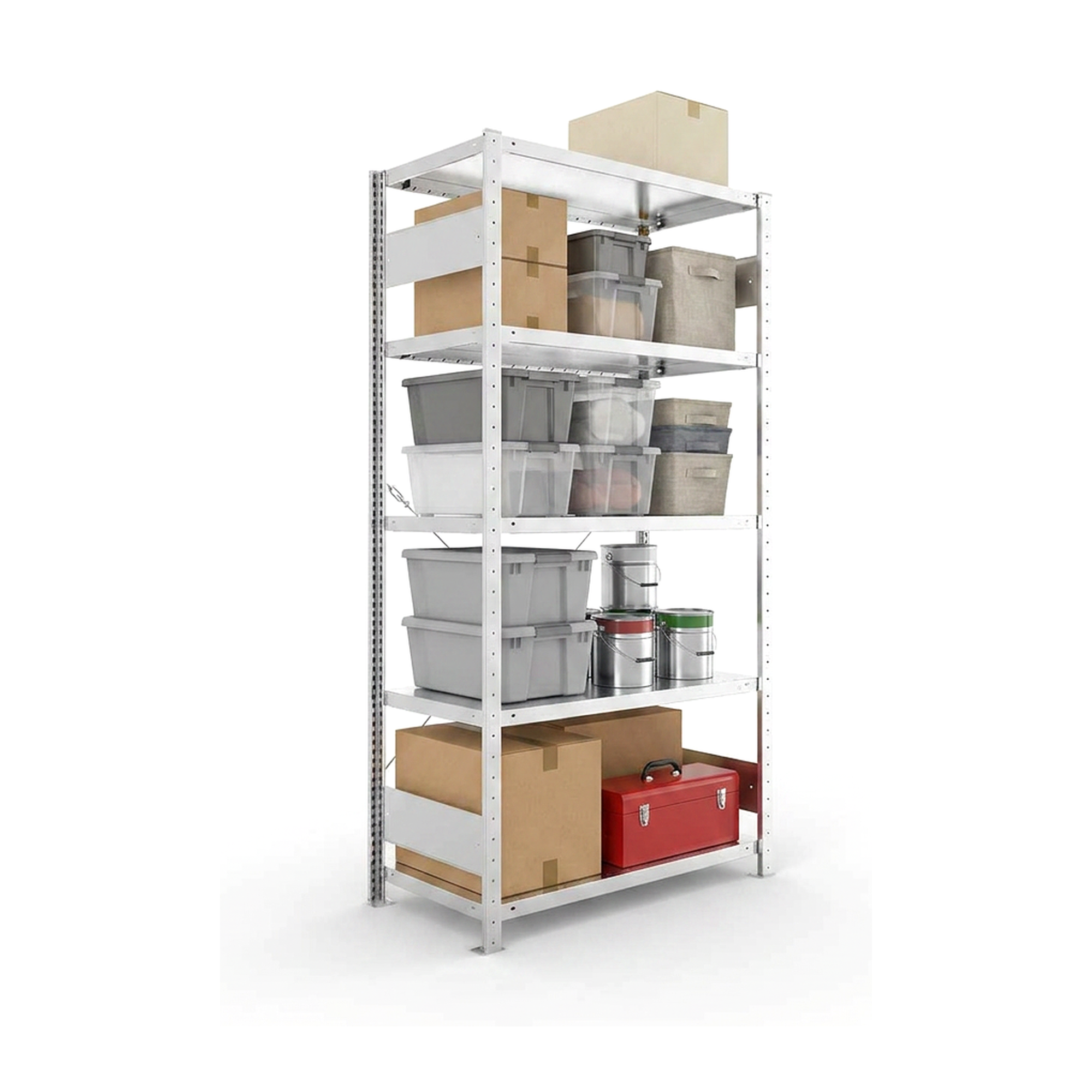 Kellerregal Pro-Flex Stecksystem Grundregal – 200×100×50 cm, 230 kg, verzinkt, 5 Böden