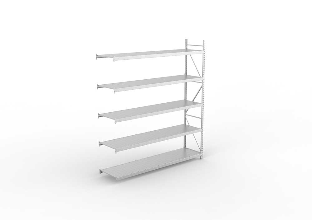Weitspannregal Anbauregal 300×260×65 cm – Stahlpaneele, verzinkt