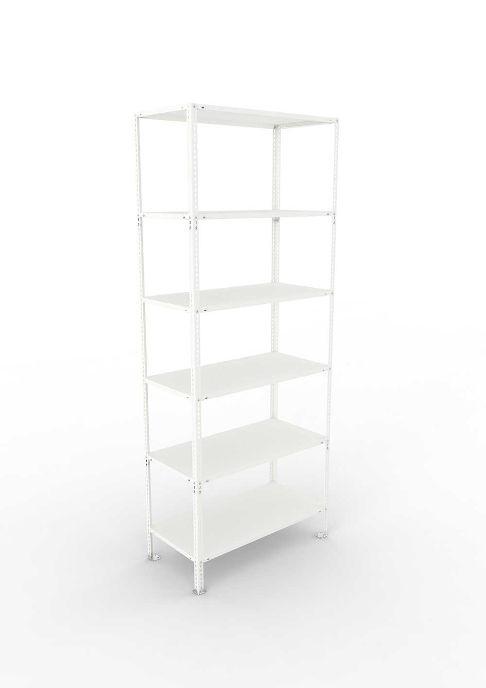 Schraubregal 80 ein Fachbodenregal als Grundregal - Metallregal in den Massen (mm): 2500 x 1000 x 500 RAL 7035 Lichtein Fachbodenregal als Grundregal - Metallregal in den Massen (mm):au kpl. mit 6 Böden – detaillierte Produktabbildung