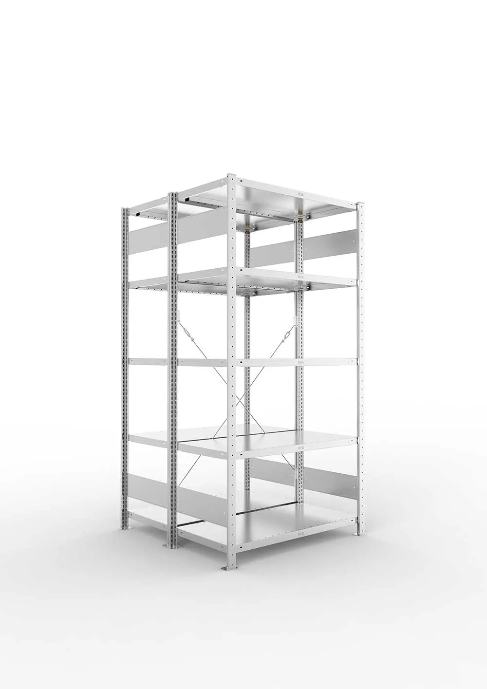 Metallregal Pro-Max Stecksystem Doppelgrundregal – 200×100×50 cm, 230 kg, verzinkt