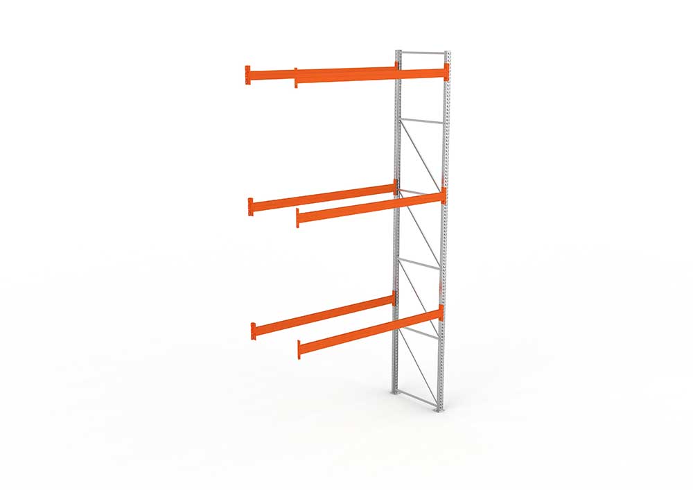 Palettenregal Anbaumodul – 550×278×110 cm, bis 1000 kg, 4 Ebenen