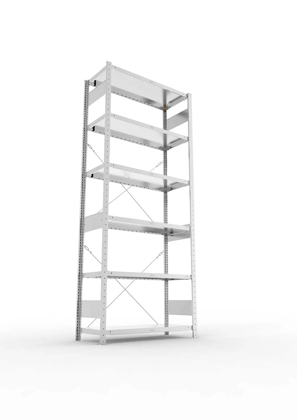 Metallregal Pro-Max Stecksystem Grundregal – 250×100×40 cm, 230 kg, verzinkt, 6 Böden