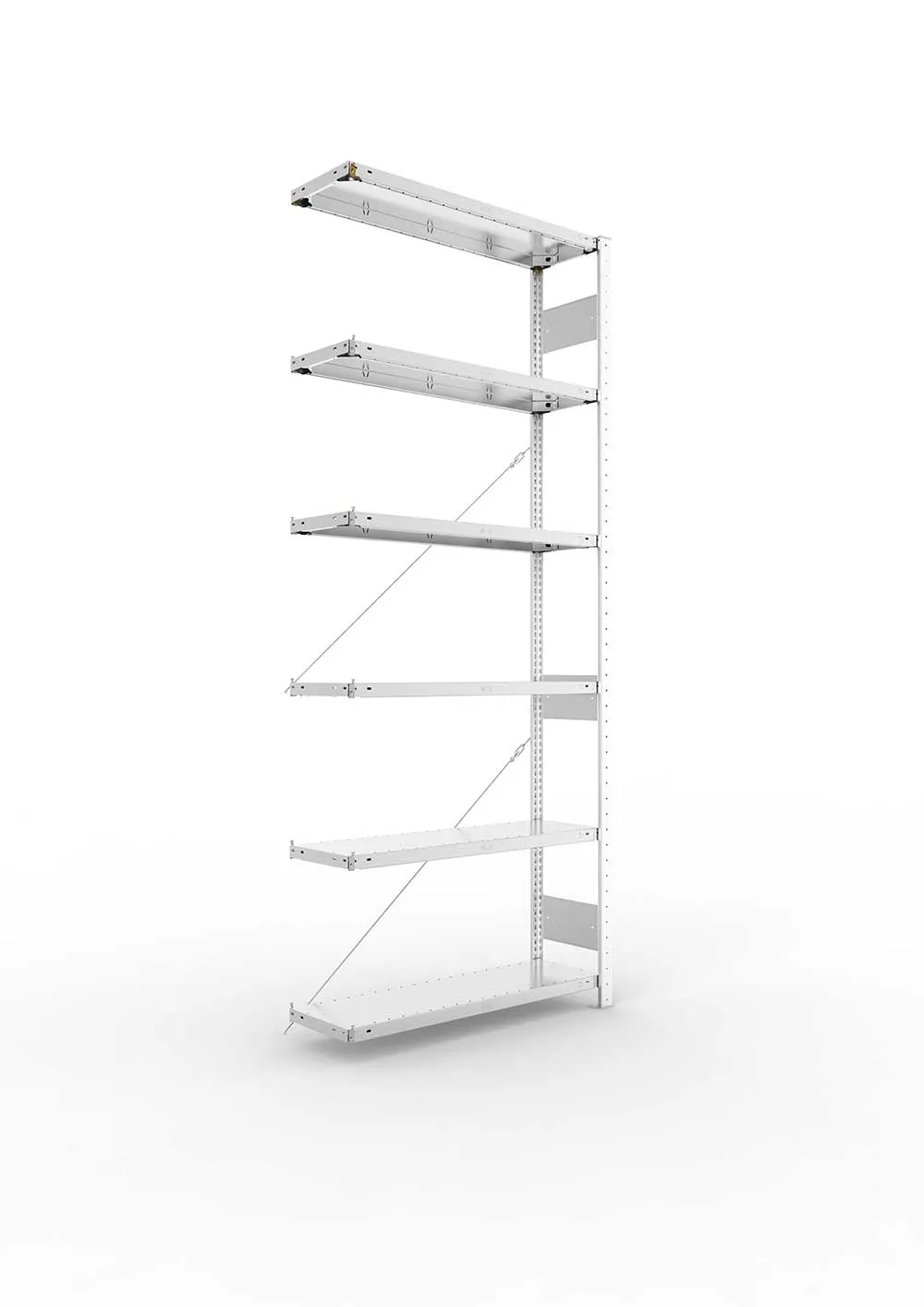 Metallregal Pro-Flex Stecksystem Anbauregal – 250×100×30 cm, 150 kg, verzinkt, 6 Böden