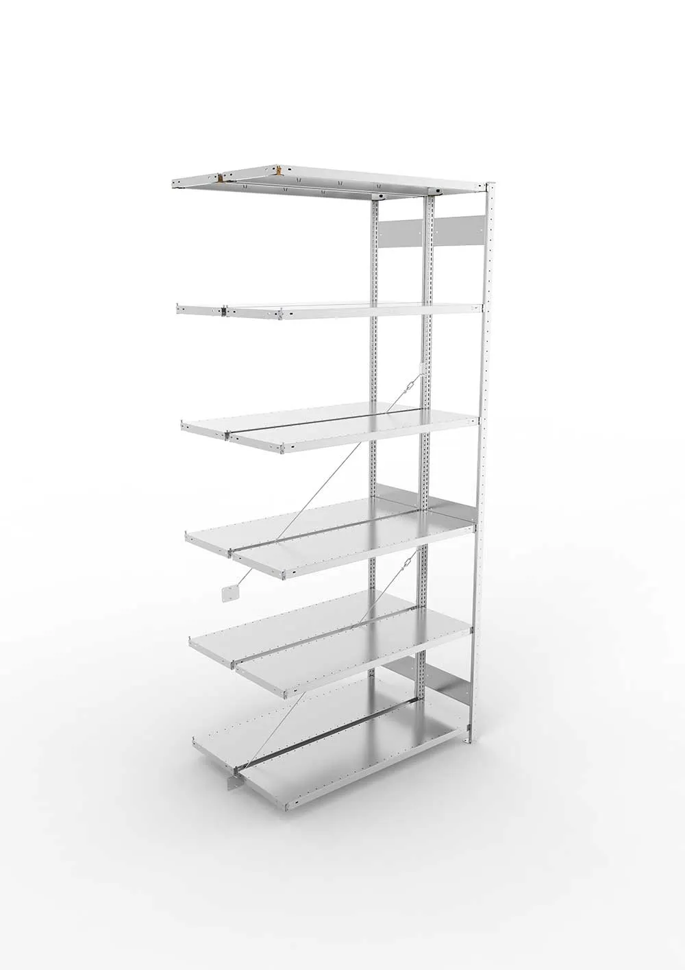 Metallregal Pro-Max Stecksystem Doppelanbauregal – 300×130×40 cm, 230 kg, verzinkt