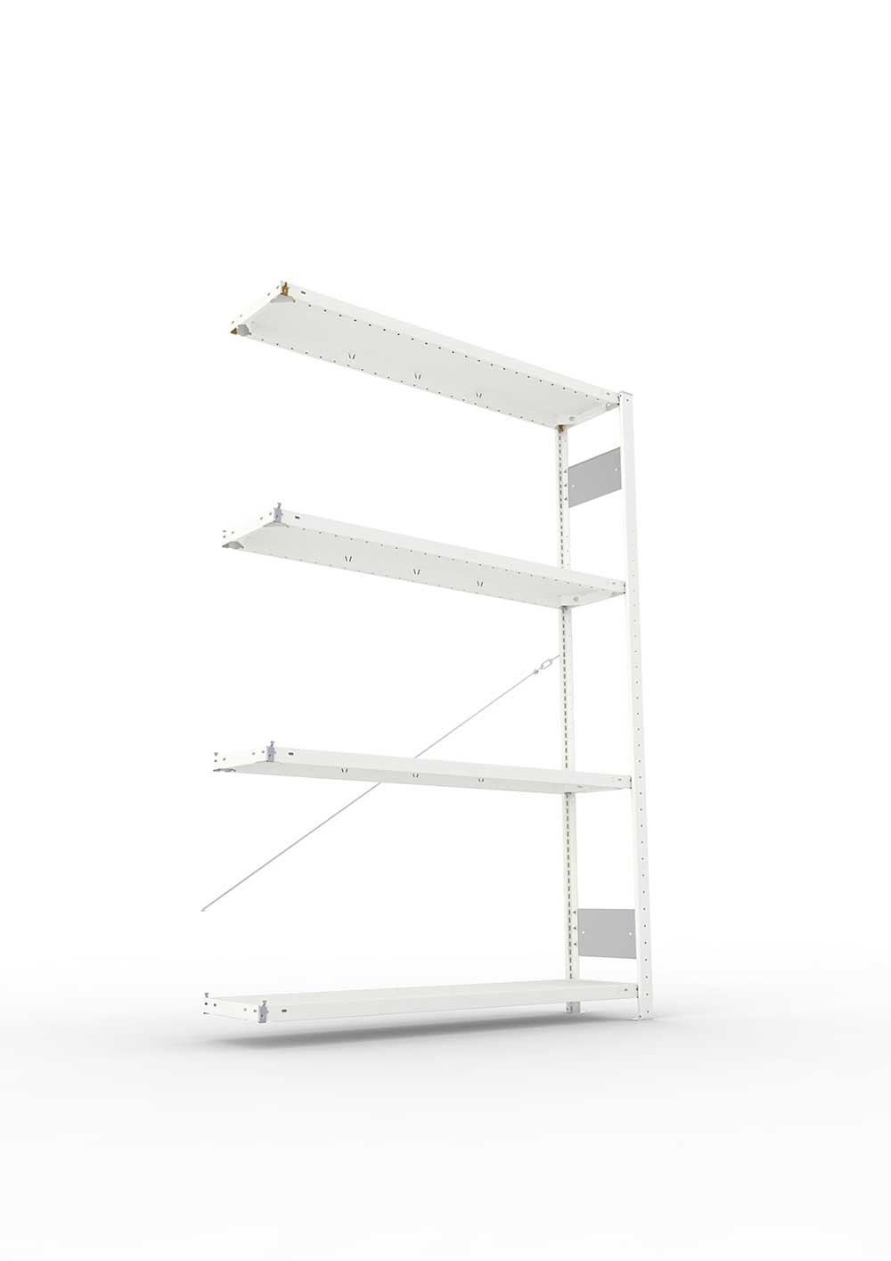 Metallregal Pro-Flex Stecksystem Anbauregal – 200×130×30 cm, 230 kg, RAL 7035, 4 Böden