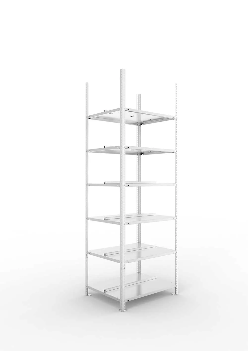 Büroregal Pro Schraubsystem Grundregal – 220×75×60 cm, verzinkt, doppelseitig