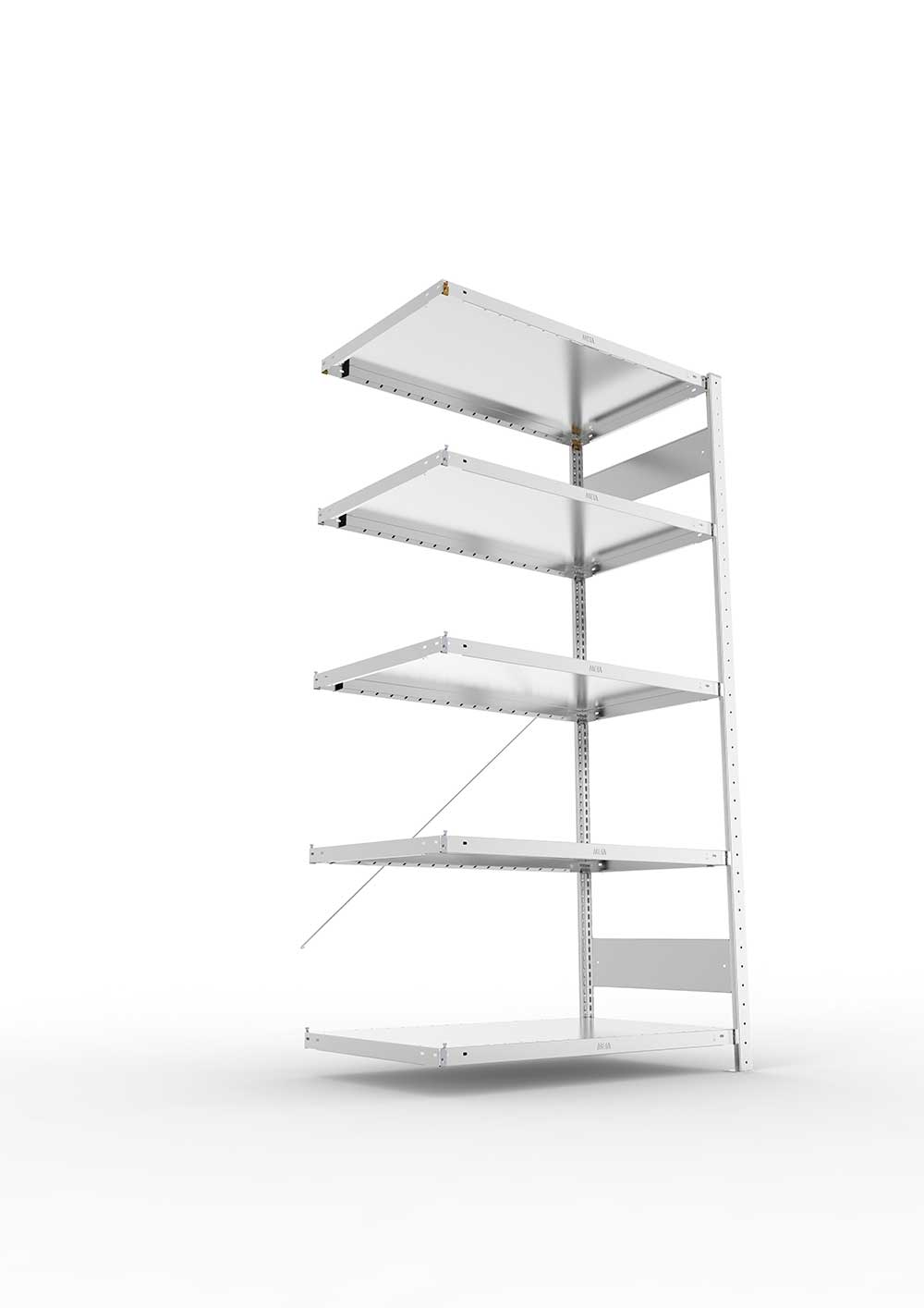 Metallregal Pro-Max Stecksystem Anbauregal – 200×100×60 cm, 230 kg, verzinkt, 5 Böden