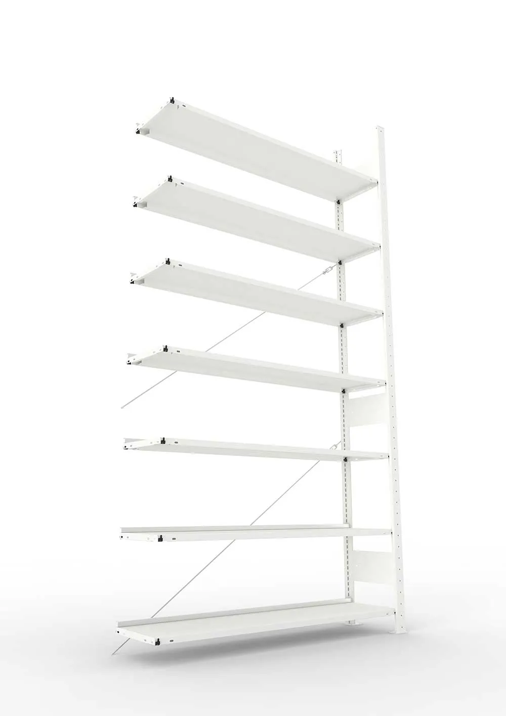 Büroregal Pro-Max Stecksystem Anbauregal – 250×125×30 cm, RAL 7035, einseitig