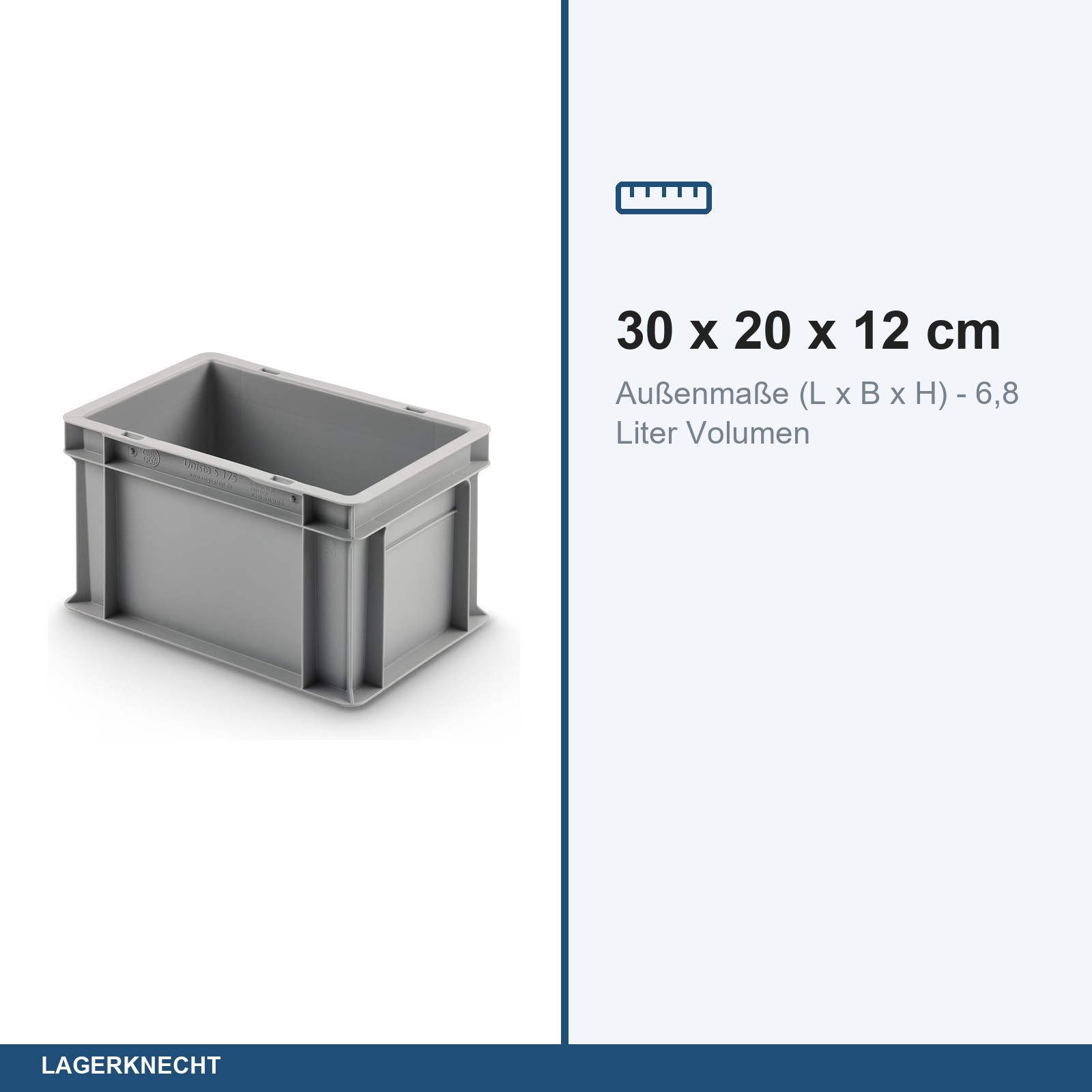 Eurobox 30x20x17 cm mit Scharnierdeckel, UNISTA
