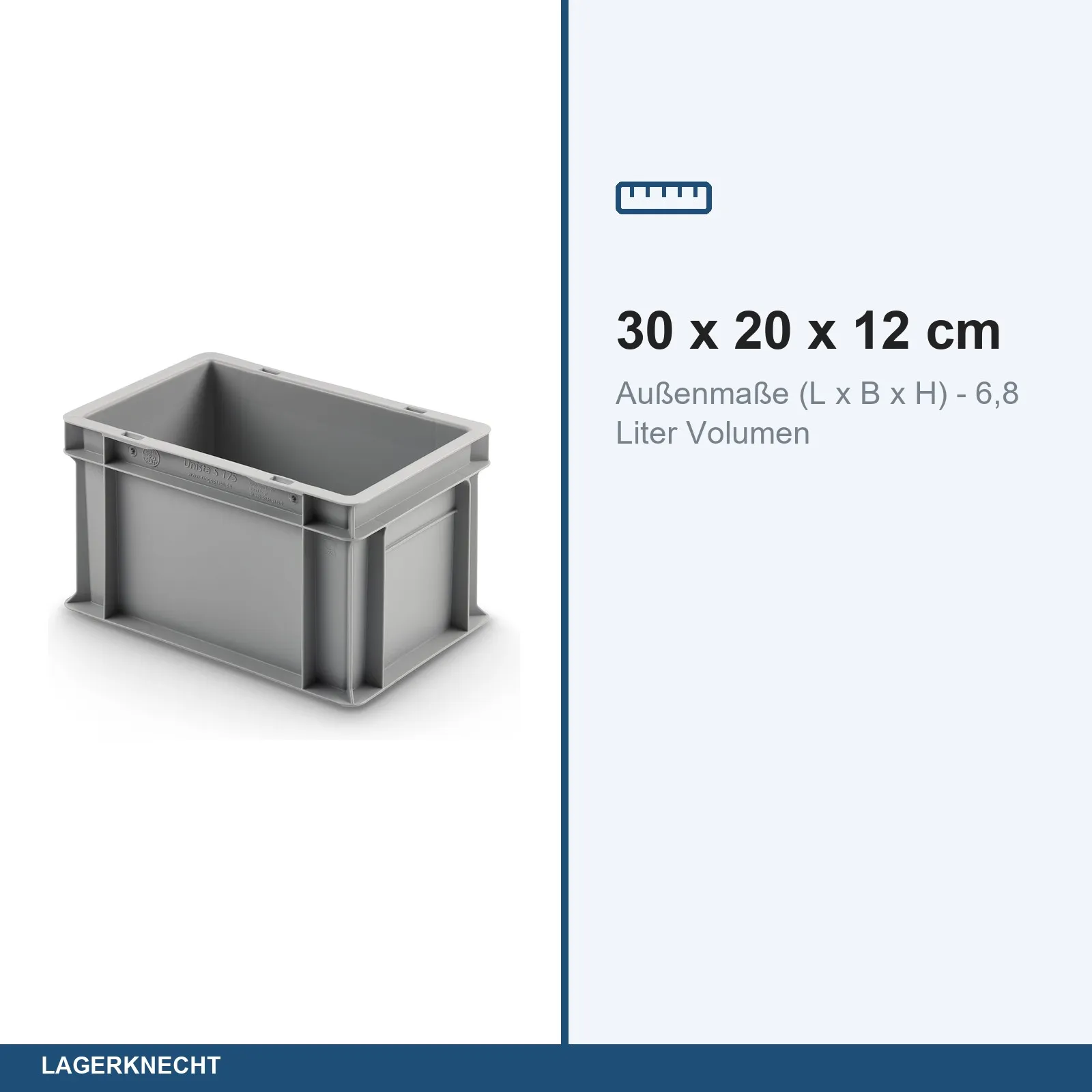 Eurobox 30x20x17 cm mit Scharnierdeckel, UNISTA