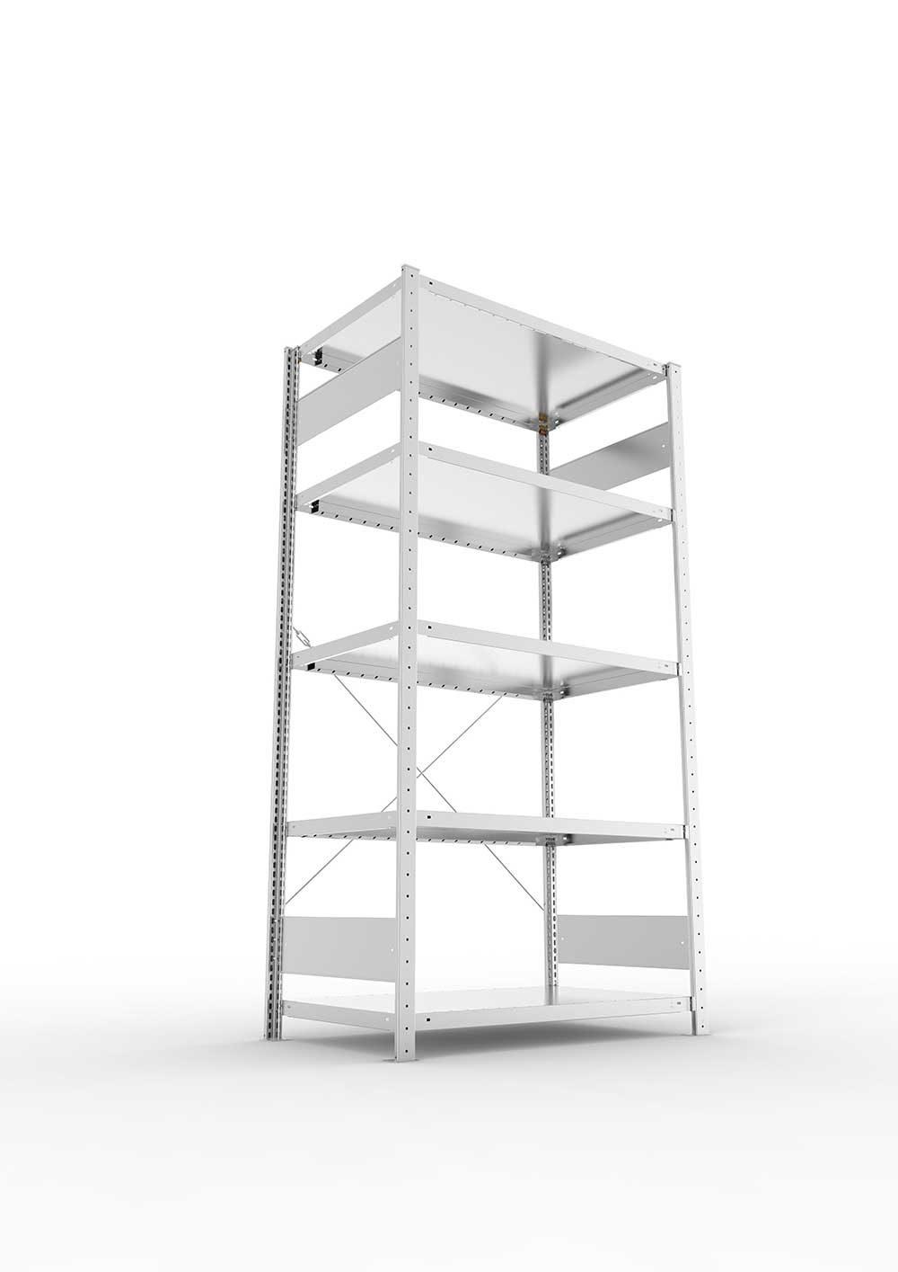 Schwerlastregal Pro-Flex Stecksystem Grundregal – 200×100×60 cm, 230 kg, verzinkt, 5 Böden
