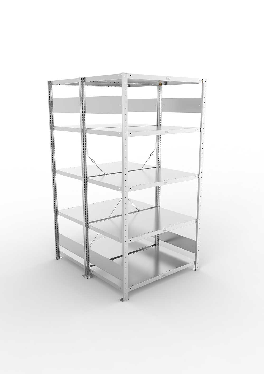 Metallregal Pro-Flex Stecksystem Doppelgrundregal – 200×100×60 cm, 230 kg, verzinkt
