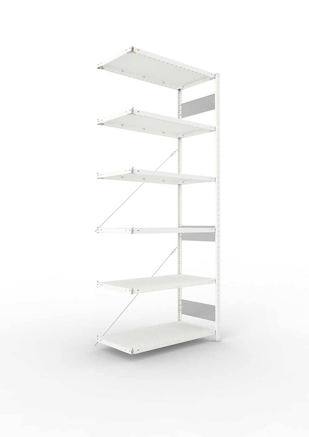 Metallregal Pro-Flex Stecksystem Anbauregal – 250×100×50 cm, 150 kg, RAL 7035, 6 Böden