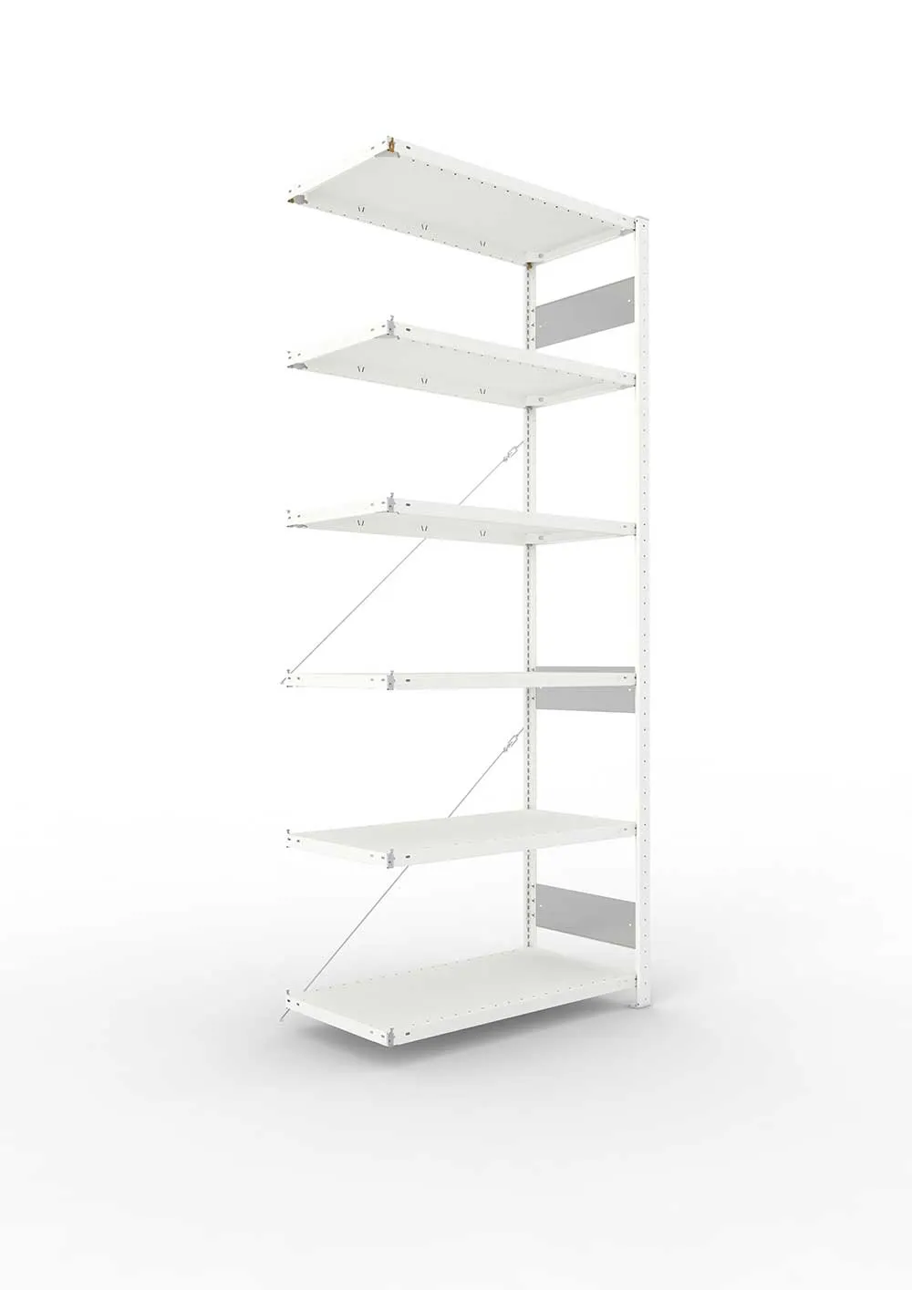 Metallregal Pro-Flex Stecksystem Anbauregal – 250×100×50 cm, 150 kg, RAL 7035, 6 Böden