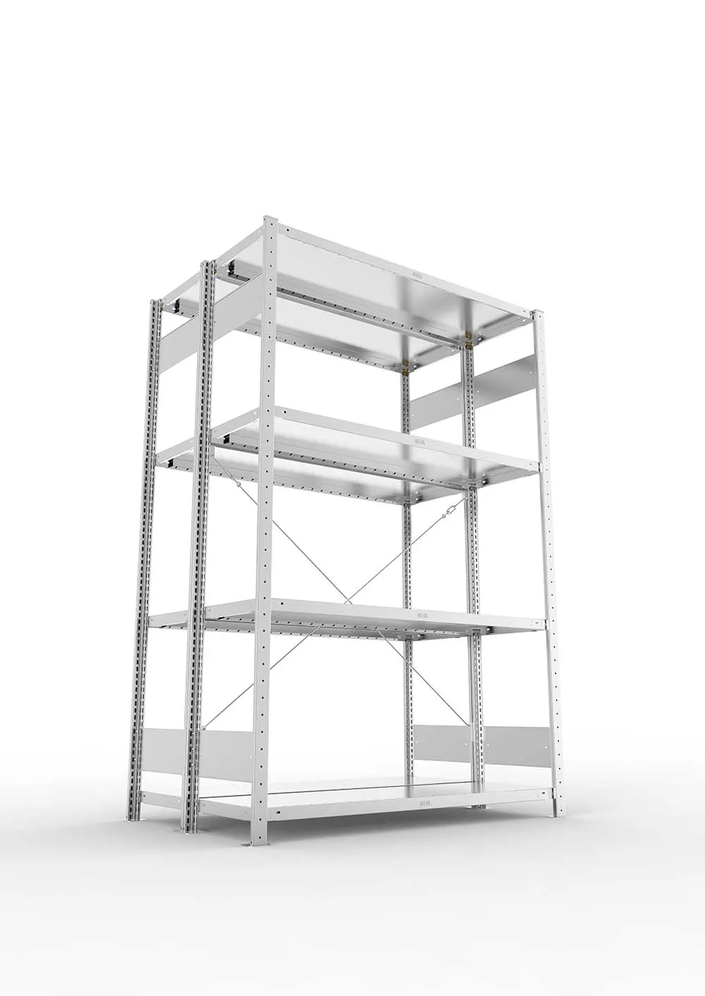Metallregal Pro-Flex Stecksystem Doppelgrundregal – 200×130×40 cm, 230 kg, verzinkt