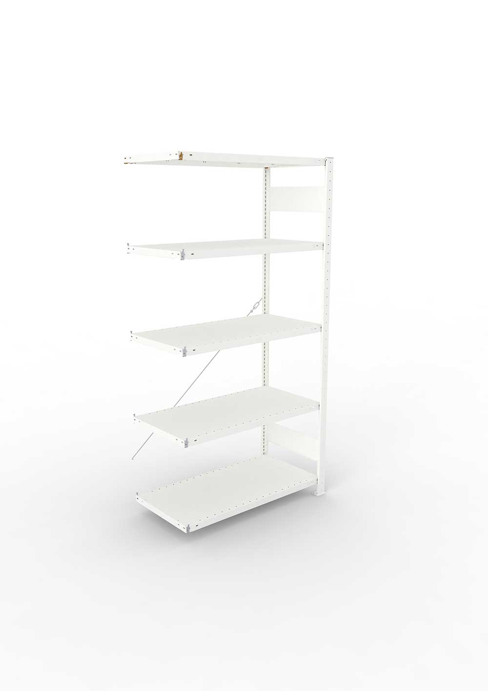 Metallregal Pro-Max Stecksystem Anbauregal – 200×100×50 cm, 150 kg, RAL 7035, 5 Böden