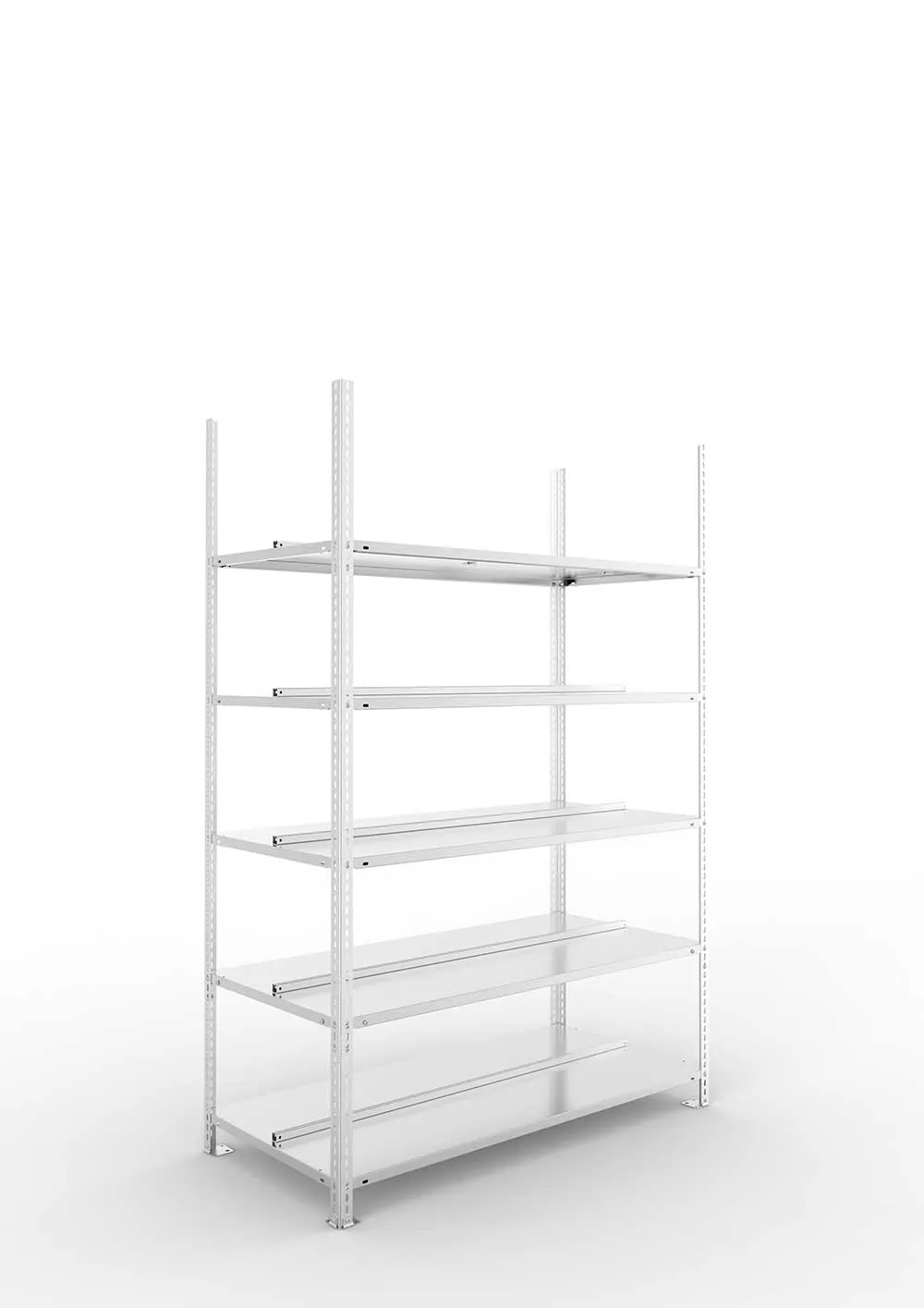 Büroregal Pro Schraubsystem Grundregal – 185×125×60 cm, verzinkt