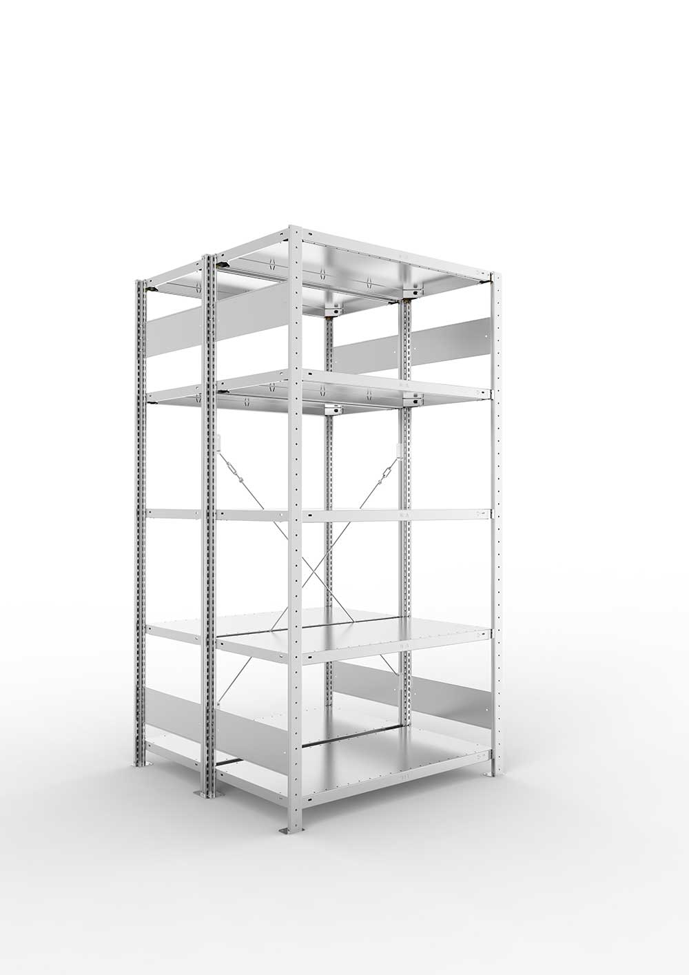 Metallregal Pro-Flex Stecksystem Doppelgrundregal – 200×100×50 cm, 150 kg, verzinkt