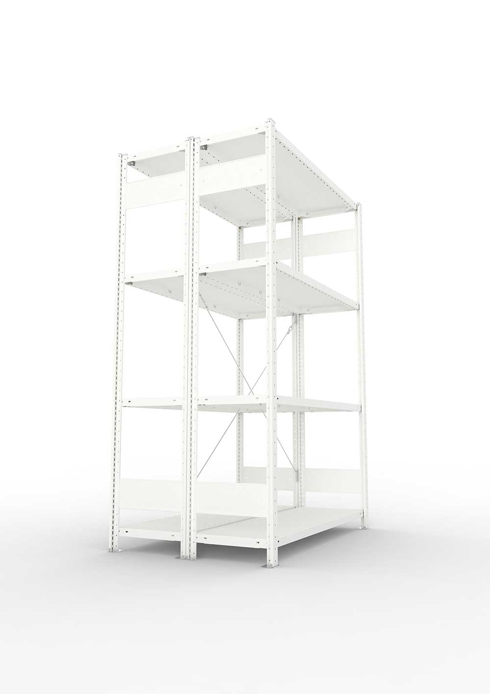 Metallregal Pro-Max Stecksystem Doppelgrundregal – 200×130×40 cm, 230 kg, RAL 7035