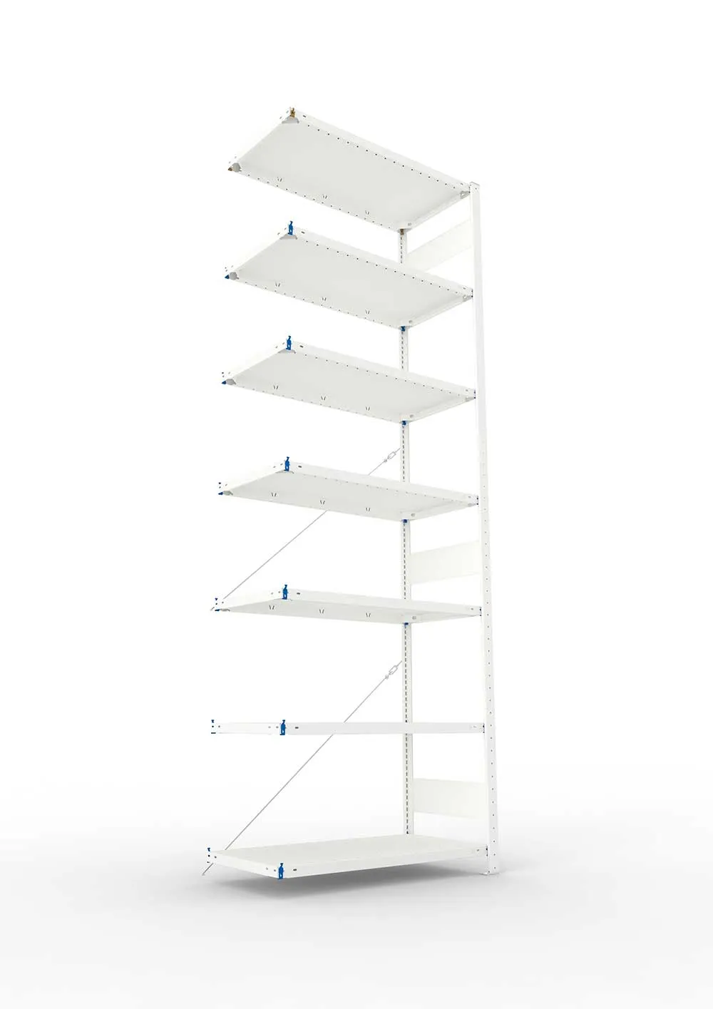 Metallregal Pro-Max Stecksystem Anbauregal – 300×100×50 cm, 150 kg, RAL 7035, 7 Böden