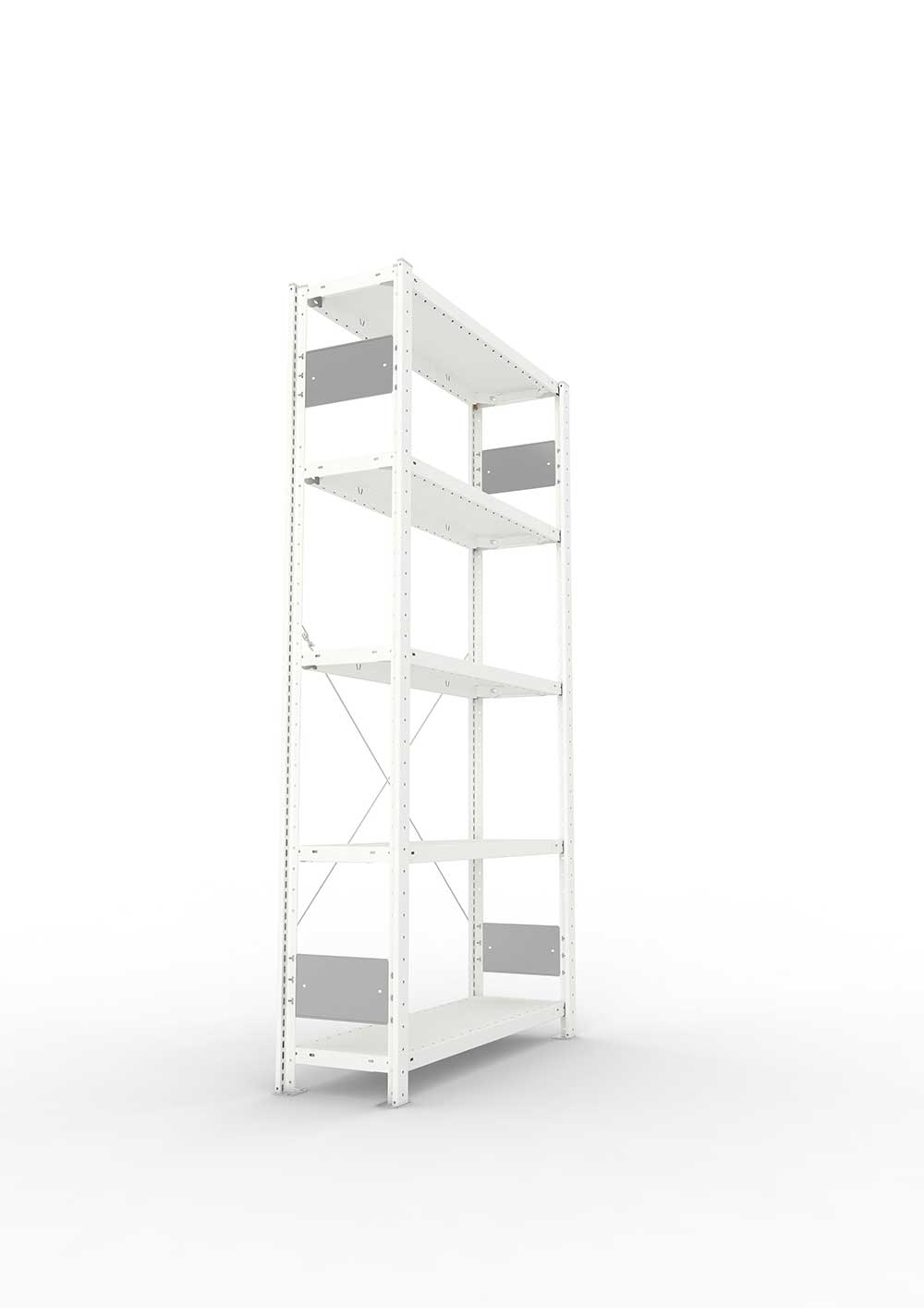 Metallregal Pro-Flex Stecksystem Grundregal – 200×100×30 cm, 150 kg, RAL 7035, 5 Böden