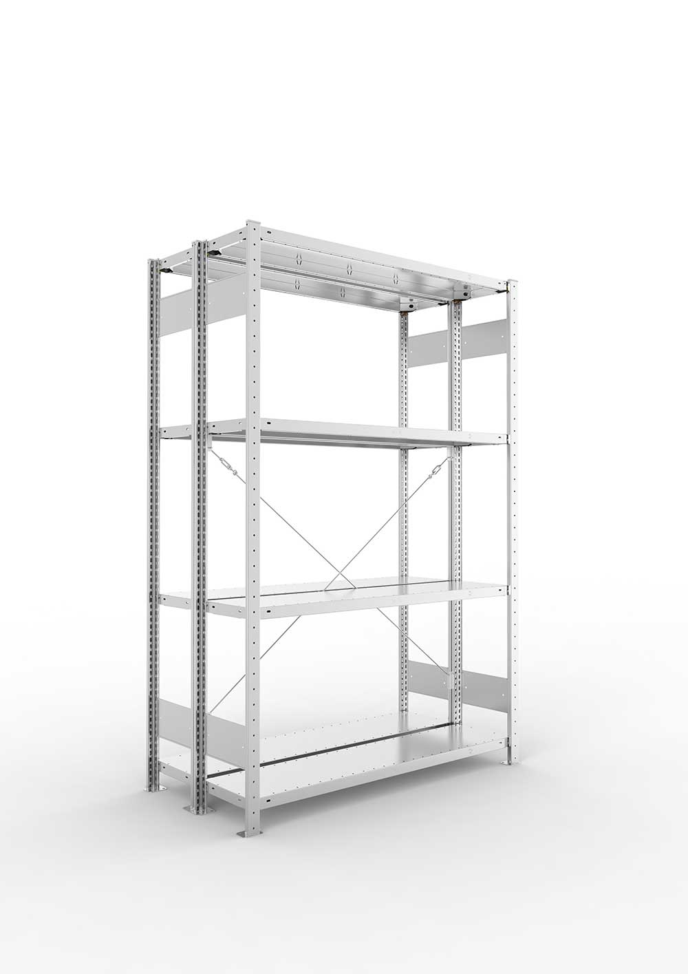 Metallregal Pro-Max Stecksystem Doppelgrundregal – 200×130×30 cm, 230 kg, verzinkt