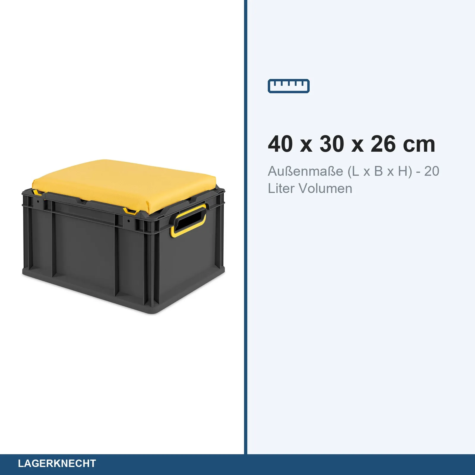 Seat Box 40x30x26 cm, NextGen Cycle, Griffe offen, gelb
