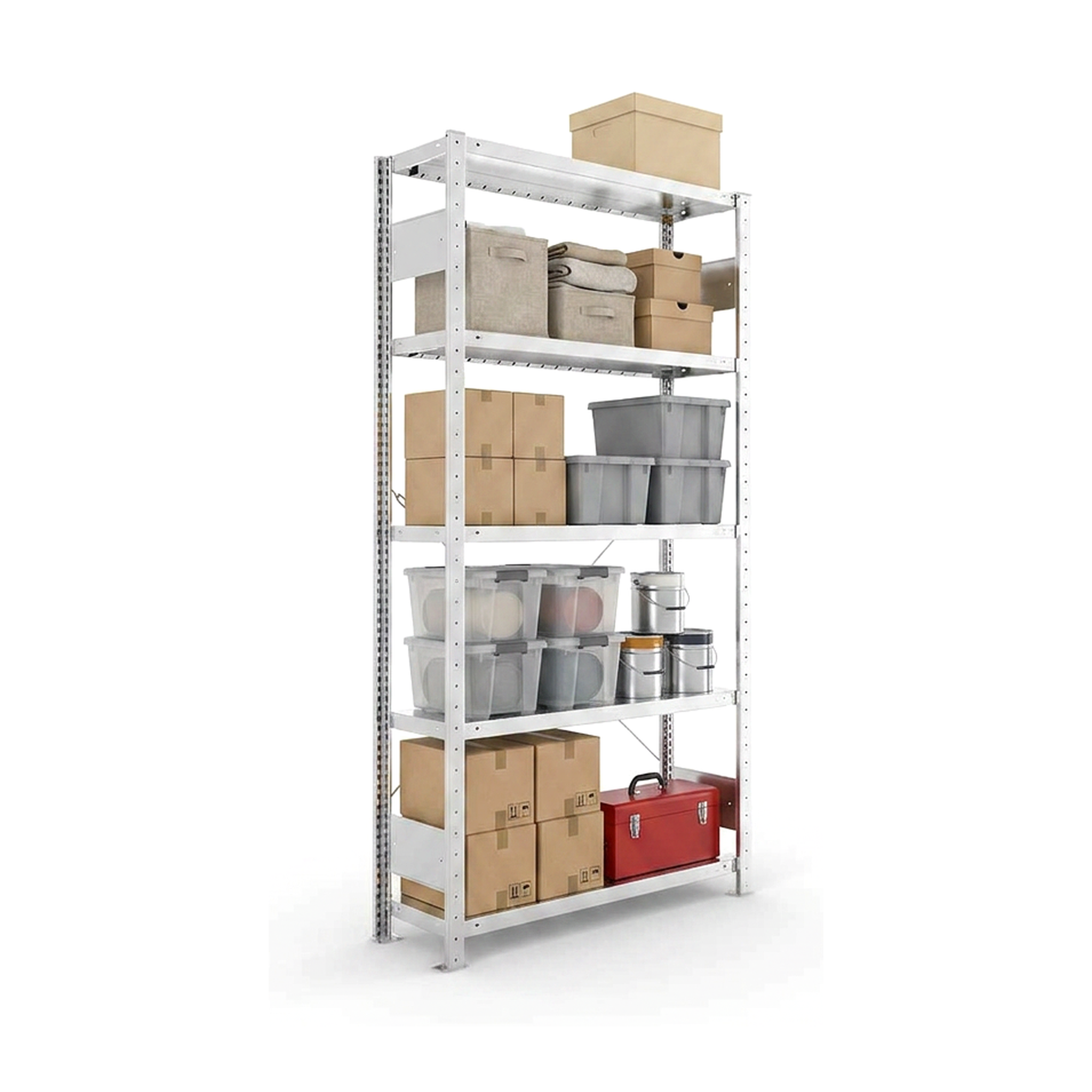 Kellerregal Pro-Flex Stecksystem Grundregal – 200×100×30 cm, 230 kg, verzinkt, 5 Böden