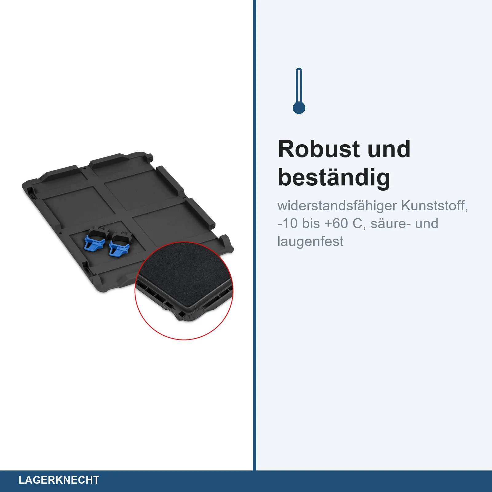 Scharnierdeckel Set 400 x 300 für Eurobox NextGen 2.0 Cycle - Anthrazit - mit Schaumstoff - inkl. 2 blaue Schiebeschnappverschlüsse