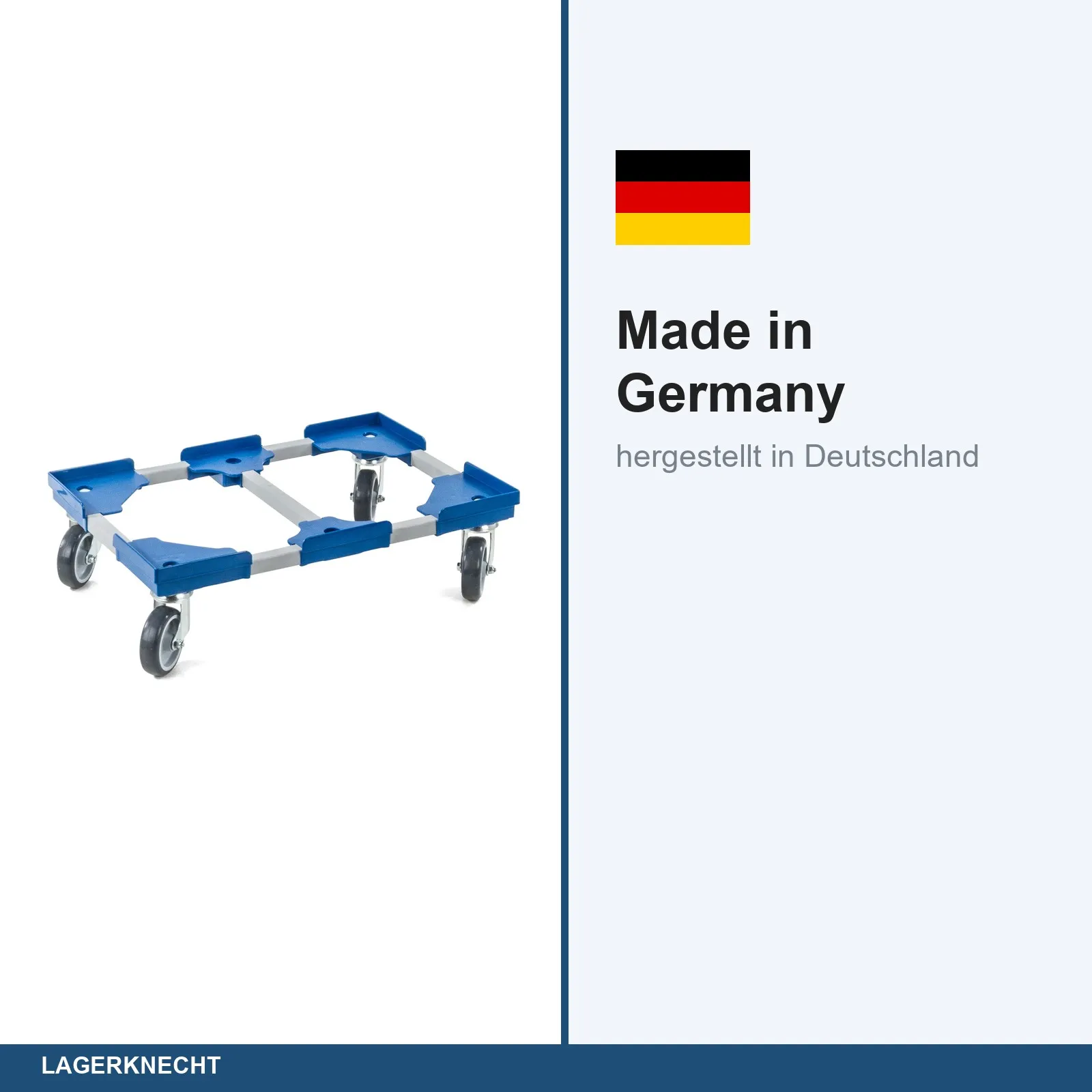 Transportroller VARIABLE - 600x400 - 1x unterteilt - Kunststoffräder 4 Lenkrollen Blau