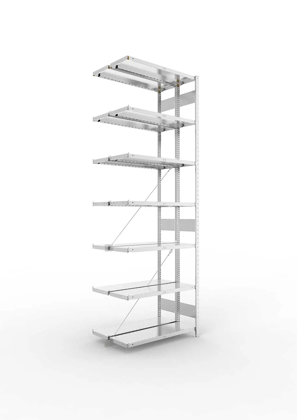 Metallregal Pro-Max Stecksystem Doppelanbauregal – 300×100×30 cm, 230 kg, verzinkt